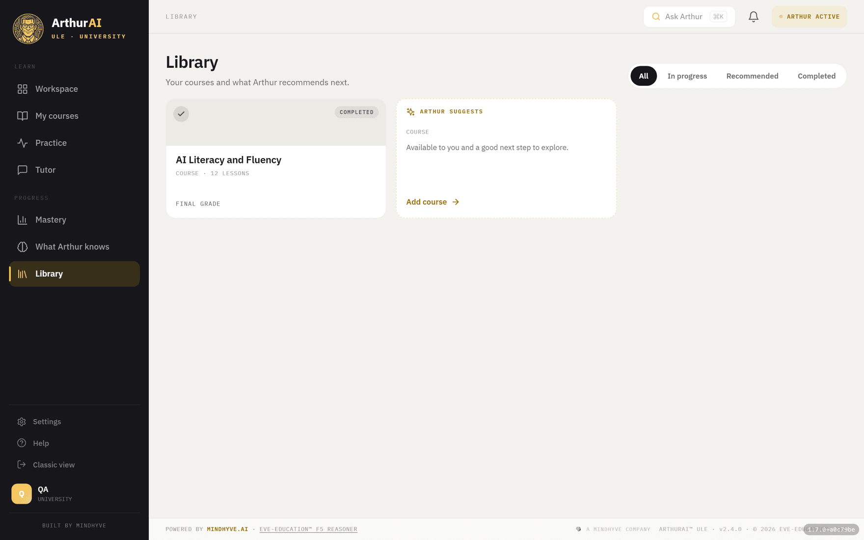 ArthurAI ULE — Every course, in one place.